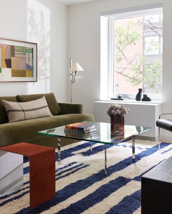 Spacious living room at Estela luxury apartments in Mott Haven